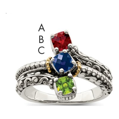 Sterling Silver & 14K Gold Mother's Ring Mounting