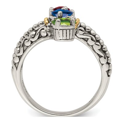 Sterling Silver & 14K Gold Personalized 3-Stone Mother's Ring – view 3