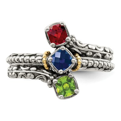 Sterling Silver & 14K Gold Personalized 3-Stone Mother's Ring – view 5