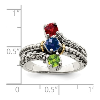 Sterling Silver & 14K Gold Personalized 3-Stone Mother's Ring – view 7