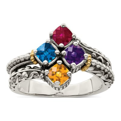 Sterling Silver & 14K Gold Mother's Ring Mounting – view 2