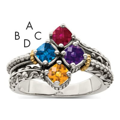 Sterling Silver & 14K Gold Mother's Ring Mounting