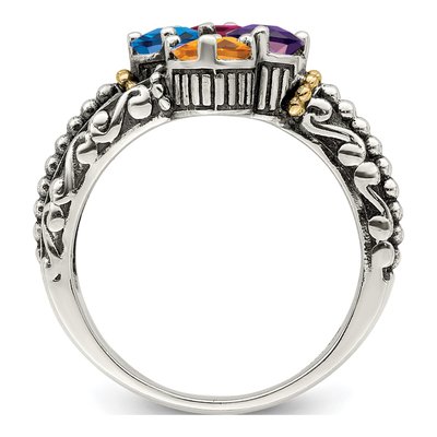 Sterling Silver & 14K Gold 4-Stone Mother's Ring – view 3