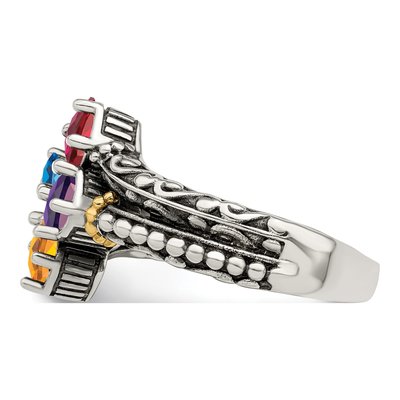 Sterling Silver & 14K Gold 4-Stone Mother's Ring – view 4