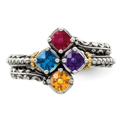 Sterling Silver & 14K Gold 4-Stone Mother's Ring – view 5