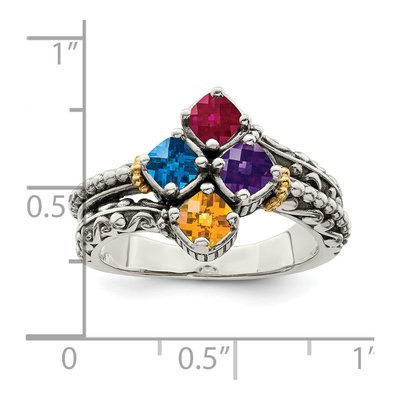 Sterling Silver & 14K Gold 4-Stone Mother's Ring – view 6