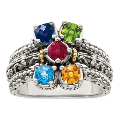 Sterling Silver & 14K Gold Mother's Ring Mounting – view 2