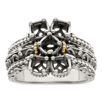 Sterling Silver & 14K Gold Mother's Ring Mounting – view 8