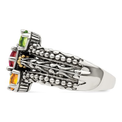 Sterling Silver & 14K Gold 5-Stone Mother's Ring – view 4