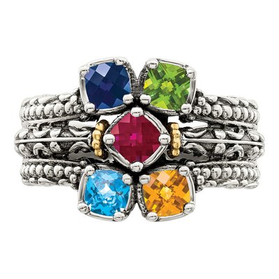 Sterling Silver & 14K Gold 5-Stone Mother's Ring – view 5