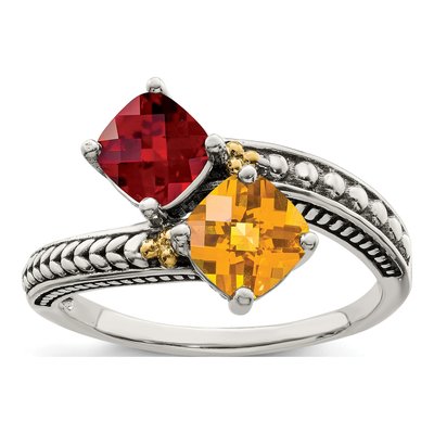 Sterling Silver & 14K Gold Two-Stone Mother's Ring Mounting – view 2