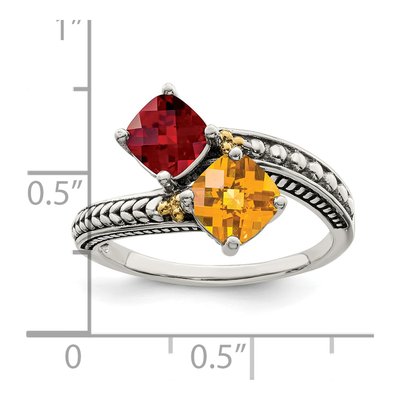 Sterling Silver & 14K Gold Two-Stone Mother's Ring Mounting – view 6