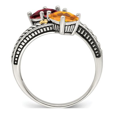Sterling Silver & 14K Gold Two-Stone Mother's Ring – view 3