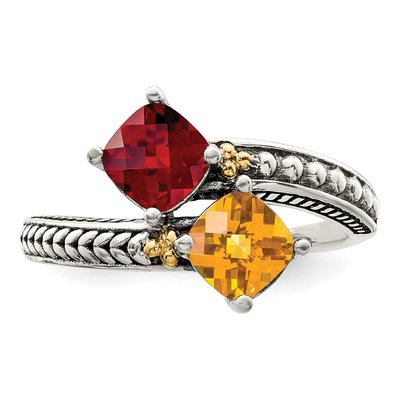 Sterling Silver & 14K Gold Two-Stone Mother's Ring – view 5