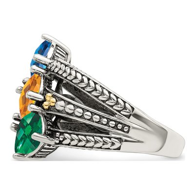 Sterling Silver & 14K Gold 3-Stone Mother's Ring Mounting – view 4