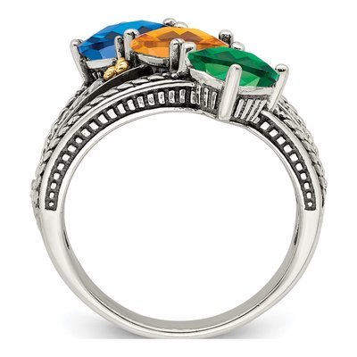 Sterling Silver & 14K Gold 3-Stone Mother's Ring – view 3