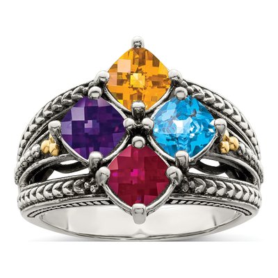 Sterling Silver & 14K Gold Mother's Ring Mounting – view 2