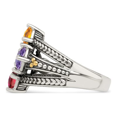 Sterling Silver & 14K Gold 4-Stone Mother's Ring – view 4