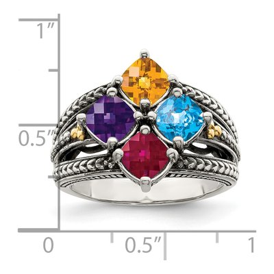 Sterling Silver & 14K Gold 4-Stone Mother's Ring – view 6