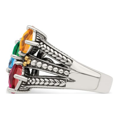 Sterling Silver & 14K Gold 5-Stone Mother's Ring – view 4