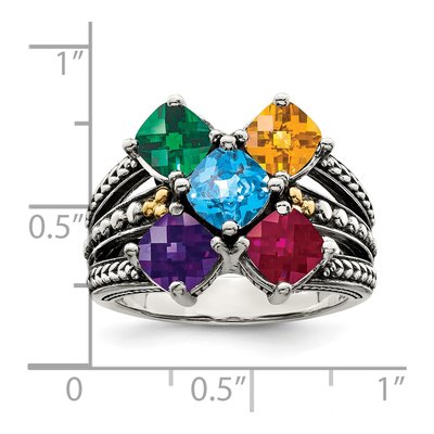 Sterling Silver & 14K Gold 5-Stone Mother's Ring – view 7