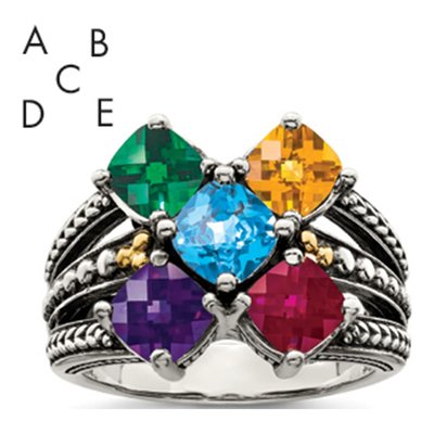 Sterling Silver & 14K Gold 5-Stone Mother's Ring
