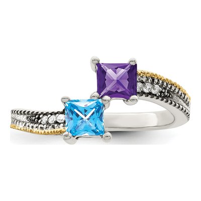Sterling Silver & 14K Gold Diamond Mother's Ring Semi-Mount – view 5