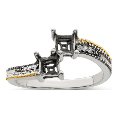 Sterling Silver & 14K Gold Diamond Mother's Ring Semi-Mount – view 8