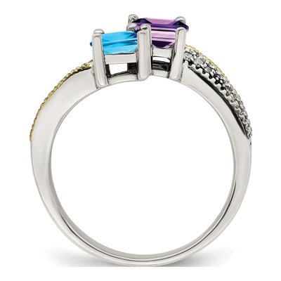 Sterling Silver & 14K Gold Diamond Two-Stone Mother's Ring – view 3