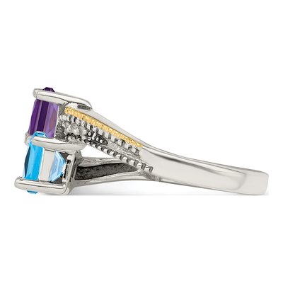 Sterling Silver & 14K Gold Diamond Mother's Ring – view 4