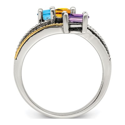 Sterling Silver & 14K Gold Diamond Mother's Ring Semi-Mount – view 3