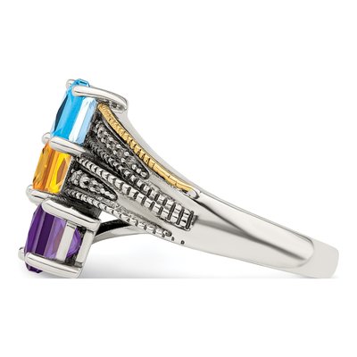 Sterling Silver & 14K Gold Diamond Personalized 3-Stone Mother's Ring – view 4