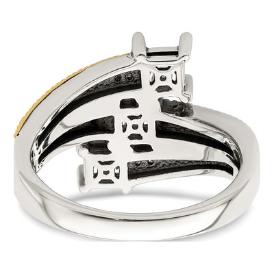 Sterling Silver & 14K Gold Diamond Personalized 3-Stone Mother's Ring – view 6