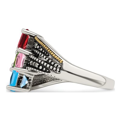 Sterling Silver & 14K Gold Diamond 4-Stone Mother's Ring Semi-Mount – view 4