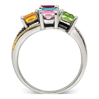 Sterling Silver & 14K Gold Diamond Mother's Ring Semi-Mount – view 3