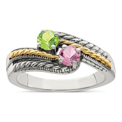 Sterling Silver & 14K Gold Mother's Ring Mounting – view 2
