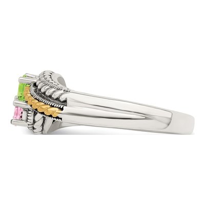 Sterling Silver & 14K Gold Mother's Ring Mounting – view 4