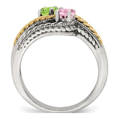 Sterling Silver & 14K Gold Two-Stone Mother's Ring – view 3