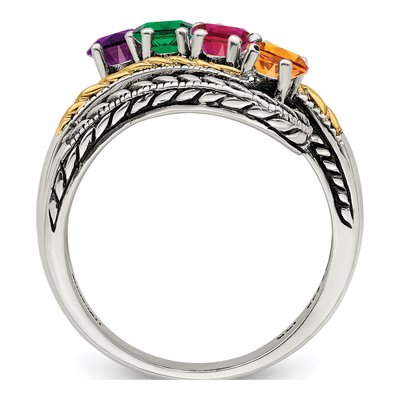 Sterling Silver & 14K Gold Personalized Mother's Ring Mounting – view 3