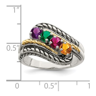 Sterling Silver & 14K Gold Personalized Mother's Ring Mounting – view 7