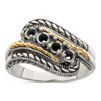 Sterling Silver & 14K Gold Personalized Mother's Ring Mounting – view 8