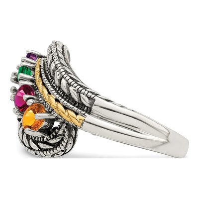 Sterling Silver & 14K Gold Personalized 4-Stone Mother's Ring – view 3