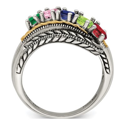 Sterling Silver & 14K Gold 5-Stone Mother's Ring Mounting – view 3