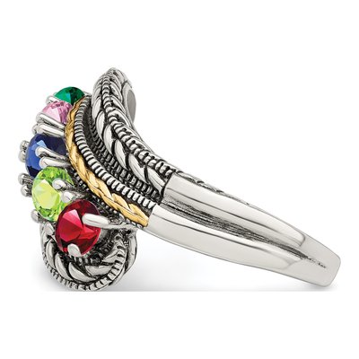 Sterling Silver & 14K Gold 5-Stone Mother's Ring – view 4