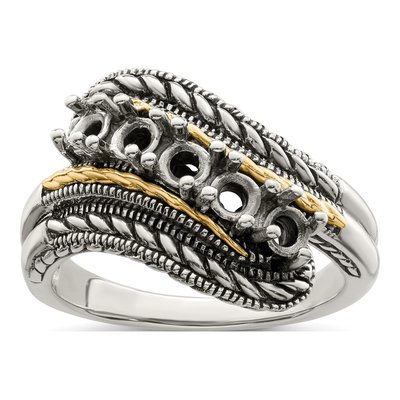 Sterling Silver & 14K Gold 5-Stone Mother's Ring – view 8
