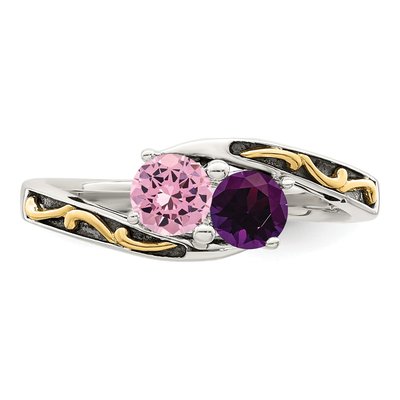 Sterling Silver & 14K Gold Two-Stone Mother's Ring Mounting – view 5