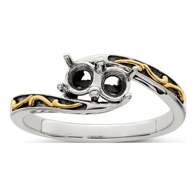 Sterling Silver & 14K Gold Two-Stone Mother's Ring Mounting – view 8