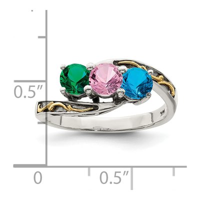 Sterling Silver & 14K Gold 3-Stone Mother's Ring Mounting – view 6
