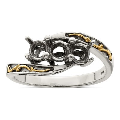 Sterling Silver & 14K Gold 3-Stone Mother's Ring – view 8
