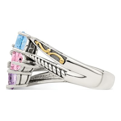 Sterling Silver & 14K Gold 4-Stone Mother's Ring – view 4
